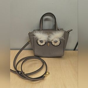 Kate Spade Mini Gray Owl Hadlee Leather Crossbody Purse